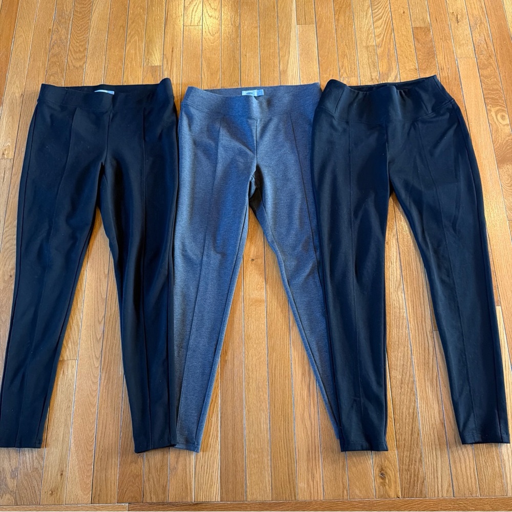 3 Pairs Old Navy Apt9 Casual Work Career Black Gray Leggings Pants Womens Medium